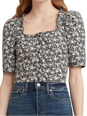 Levi’s Joella Floral Puff Sleeve Crop Top – Size L (NWT)